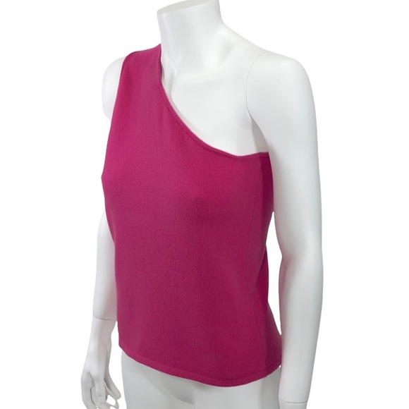 Michael Kors Cashmere Pink One Shoulder Sleeveless Tank Top Sweater - Picture 2 of 11